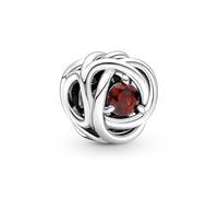 Pandora Moments Dije de plata de ley con diseño de círculo de la eternidad con cristal rojo salsa