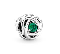 Pandora Moments Dije de plata de ley con diseño de círculo de la eternidad con cristal verde real