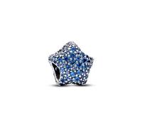Pandora Moments Dije de plata de ley con diseño de estrella con cristal azul estelar