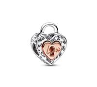 Pandora Moments Dije divisible con diseño de candado en forma de corazón en plata de ley chapado en oro rosa de 14 quilates