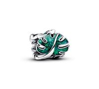 Pandora Moments Dije en forma de hojas de Monstera en plata de ley con esmalte verde brillante holográfico