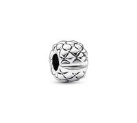 Pandora Moments Dije estilo clip con patrón de tachuelas chapado de plata de ley