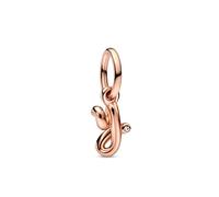 PANDORA Moments Dijes con diseño de letras chapados en oro rosa de 14 quilates con circonitas cúbicas transparentes