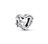 Pandora Charm Corazón en Filigrana Familia Y Estrella en Plata de Ley