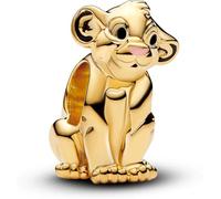 PANDORA Moments Disney charm de Simba de El Rey León en plata de primera ley con aleación metálica chapada en oro, compatible con pulseras Moments, 763376C01