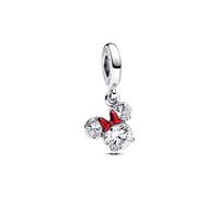 Pandora Moments Disney Minnie Mouse Silhouette Charm en Argent Sterling Avec zircone Compatible Moments 793533C01, Rot, Argent Sterling, Zircone cubique