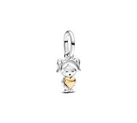 PANDORA Moments Happy Girl 763601C00 Breloque en Argent Sterling Avec alliage plaqué or Compatible Avec Les Bracelets Moments et ME, Bicolor, Argent Sterling, Pas de gemme