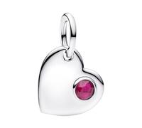PANDORA Moments Julio 794295C07 - Abalorio con forma de corazón con piedra roja de plata de ley con cristal artificial compatible ME et Moments