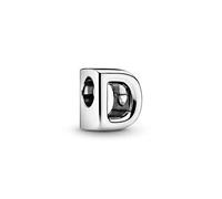PANDORA Moments letra D - charm de alfabeto reversible de plata de primera ley con corazones grabados y perlas en la parte trasera - compatible con pulseras de la colección Moments