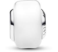 PANDORA Moments mini-charm de cristal de Murano blanco en plata de primera ley, compatible con pulseras Moments, 793118C00