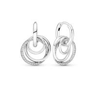 Pandora Moments Pendientes de aro circundados de plata de ley con circonitas cúbicas transparentes y agarre de silicona