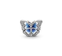 Pandora Moments - Pendientes de aro de plata de ley con mariposa azul para mujer