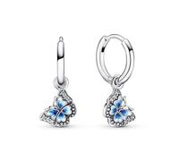 Pandora Moments Pendientes de aro de plata de ley con forma de mariposa con circonita cúbica transparente, esmalte azul matizado y blanco