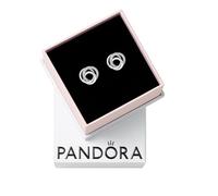 Pandora Moments Pendientes de botón circundados de plata de ley con circonitas cúbicas transparentes