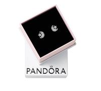Pandora Moments Pendientes de botón con diseño de luna de plata de ley con circonitas cúbicas transparentes
