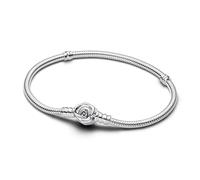 Pandora Moments Pulsera de plata de ley con cadena de serpiente con cierre en forma de rosa, 17