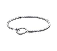Pandora Moments Pulsera de plata de ley con cadena de serpiente y cierre en forma de O, 23