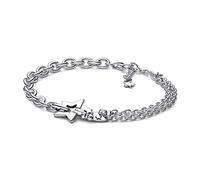 Pandora Moments Pulsera de plata de ley con diseño de estrellas fugaces con circonitas cúbicas transparentes, 18