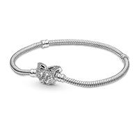 Pandora Timeless Anillo centelleante azul con diseño de hueso de plata de ley con cristales azul estelar, talla 50