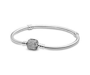 PANDORA Moments Schlangen-Gliederarmband mit Funkelndem Pavé-Verschluss 590723CZ-16 Pulsera para Mujeres