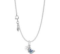 Pandora Moments SET590515-45+790757C01 - Cadena clásica con colgante de mariposa azul y inscripción en alemán en plata de ley con circonita cúbica 45 cm, Länge: 45 cm, Plata, Länge: 45 cm, Plata