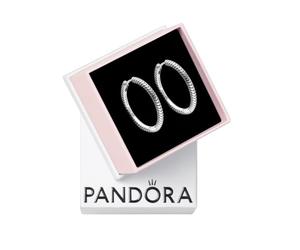 Pandora Moments Women's Sterling Silver Pandora Moments Charm Hoop Earrings