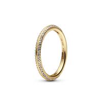 PANDORA ME Anillo chapado en oro de 14 quilates con circonitas cúbicas transparentes, talla 58