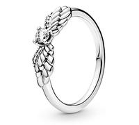 Pandora Passions Anillo con diseño de alas de ángel centelleantes de plata de ley con circonitas cúbicas transparentes, talla 50