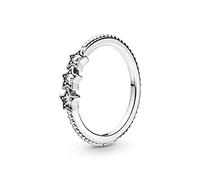 Pandora Passions Anillo con diseño de estrellas celestiales de plata de ley con circonitas cúbicas transparentes, talla 50