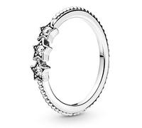 Pandora Anillo con diseño de hueso de la suerte de plata de ley con circonitas cúbicas transparentes, talla 56