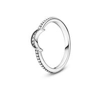 Pandora Passions Anillo con diseño de luna creciente centelleante de plata de ley con circonitas cúbicas transparentes, talla 54