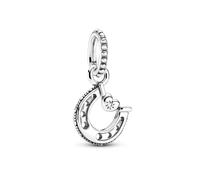 Pandora Passions Colgante con diseño de herradura y corazón de plata de ley con circonitas cúbicas transparentes