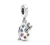 Pandora Passions Colgante con diseño de paleta de artistas de plata de ley con circonitas cúbicas rojas y cristales rosa phlox, amarillo intenso y verde lago y azul estelar