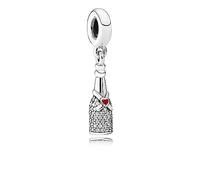 Pandora Passions Colgante con diseño de vino espumoso de plata con circonitas cúbicas transparentes y esmalte rojo