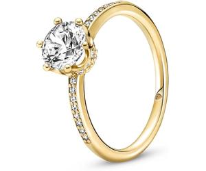 Pandora Passions Crown 14k gold-plated ring with clear cubic zirconia