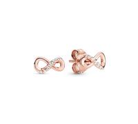 Pandora Passions Pendientes de botón con símbolo de infinito chapados en oro rosa de 14 quilates con circonitas cúbicas transparentes