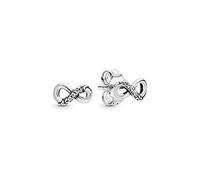 Pandora Passions Pendientes de botón con símbolo de infinito de plata de ley con circonitas cúbicas transparentes