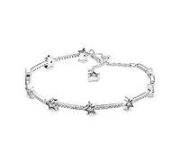 Pandora Passions Pulsera con diseño de estrellas celestiales de plata de ley con circonitas cúbicas transparentes, 16