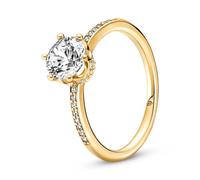 Pandora Passions Sparkling Crown 14k gold-plated ring with clear cubic zirconia, 60