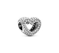 PANDORA Patrón de cadena de serpiente con corazón abierto, circonita cúbica transparente, Metal
