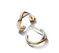 Pandora Essence 263880C00 - Pendientes de aro abiertos bicolor, plata de ley con aleación chapada en oro de 14 quilates