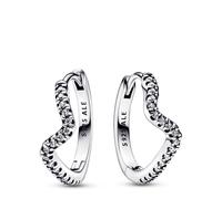 Pandora Timeless Pendientes de aro con diseño de onda centelleante de plata de ley con circonitas cúbicas transparentes