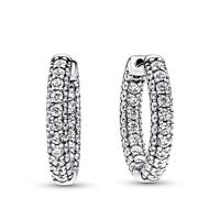 Pandora Timeless Pendientes de aro con engaste pavé de plata de ley con circonitas cúbicas transparentes