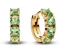 Pandora Pendientes de aro Timeless de plata de ley chapada en oro de 14 quilates con circonitas cúbicas, 263851C01