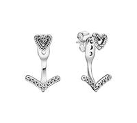 Pandora Pendientes de corazón de Wishbone Wish de plata de ley con circonitas cúbicas/tamaño: 1,7 cm, 1,7cm, Metal precioso, Circonia cúbica