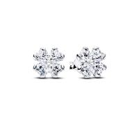 Pandora Pendientes de trébol de plata de ley 925 con circonitas cúbicas, pendientes con piedras en forma de corazón como símbolo de la suerte, joyas para mujer, 294500C01