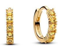 Pandora Pendientes Huggie de plata de ley chapada en oro de 14 quilates con circonitas cúbicas, 263849C01