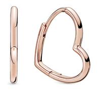 Pandora Icons Pendientes de aro con diseño de pequeños corazones asimétricos chapados en oro rosa de 14 quilates
