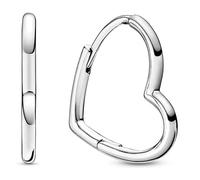 Pandora Icons Pendientes de aro con diseño de pequeños corazones asimétricos de plata de ley