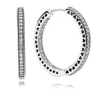 Pandora Pendientes Pendientes de aro en plata de ley Corazones de Pandora grandes 296319CZ